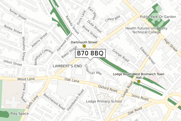 B70 8BQ map - large scale - OS Open Zoomstack (Ordnance Survey)