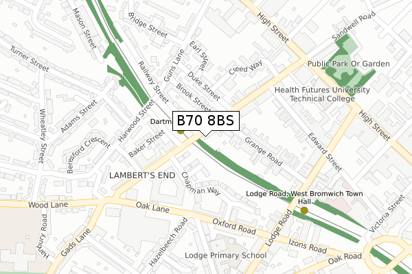 B70 8BS map - large scale - OS Open Zoomstack (Ordnance Survey)