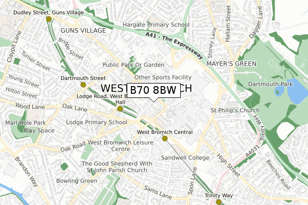 B70 8BW map - small scale - OS Open Zoomstack (Ordnance Survey)