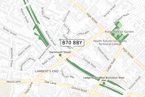 B70 8BY map - large scale - OS Open Zoomstack (Ordnance Survey)