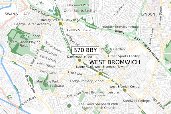 B70 8BY map - small scale - OS Open Zoomstack (Ordnance Survey)