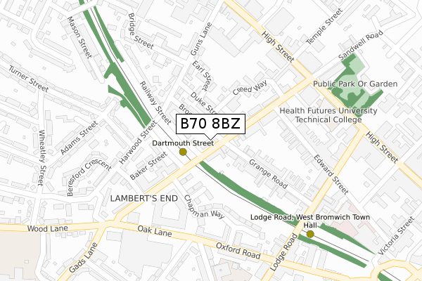 B70 8BZ map - large scale - OS Open Zoomstack (Ordnance Survey)