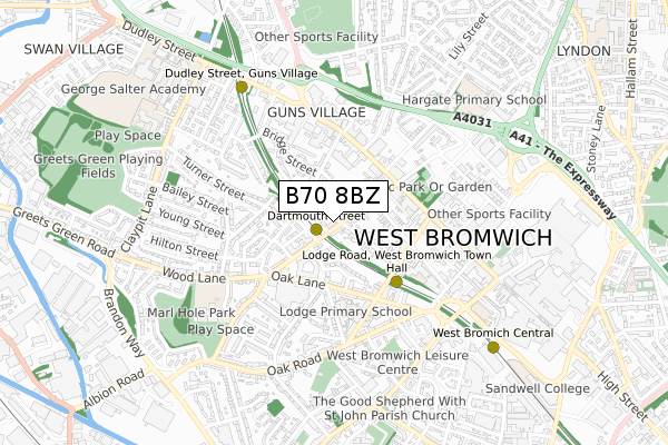 B70 8BZ map - small scale - OS Open Zoomstack (Ordnance Survey)