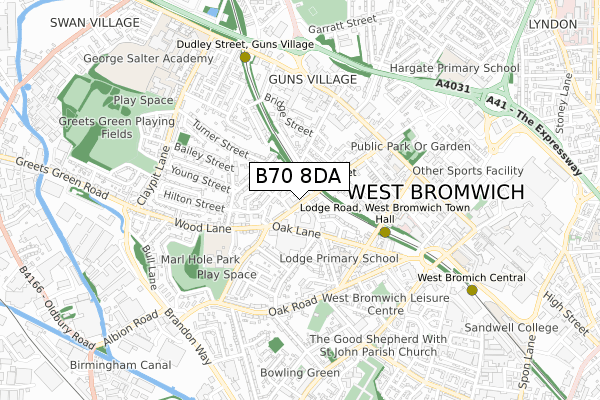 B70 8DA map - small scale - OS Open Zoomstack (Ordnance Survey)