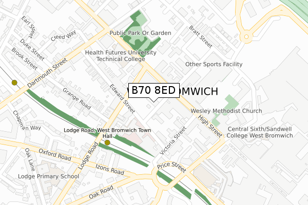 B70 8ED map - large scale - OS Open Zoomstack (Ordnance Survey)