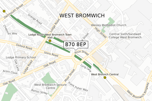 B70 8EP map - large scale - OS Open Zoomstack (Ordnance Survey)