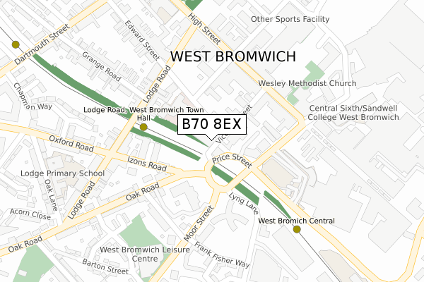 B70 8EX map - large scale - OS Open Zoomstack (Ordnance Survey)