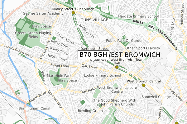 B70 8GH map - small scale - OS Open Zoomstack (Ordnance Survey)