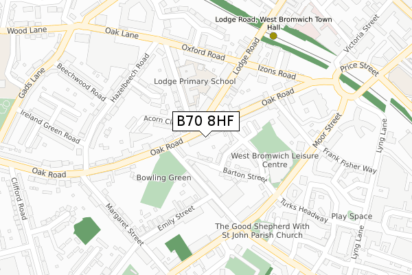 B70 8HF map - large scale - OS Open Zoomstack (Ordnance Survey)