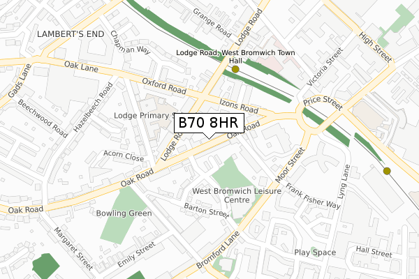 B70 8HR map - large scale - OS Open Zoomstack (Ordnance Survey)