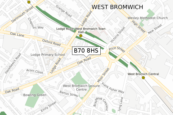 B70 8HS map - large scale - OS Open Zoomstack (Ordnance Survey)