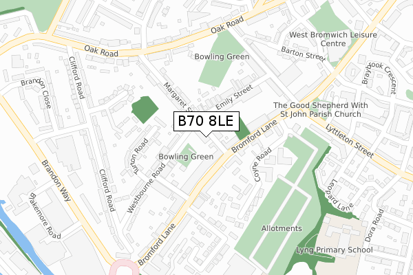 B70 8LE map - large scale - OS Open Zoomstack (Ordnance Survey)