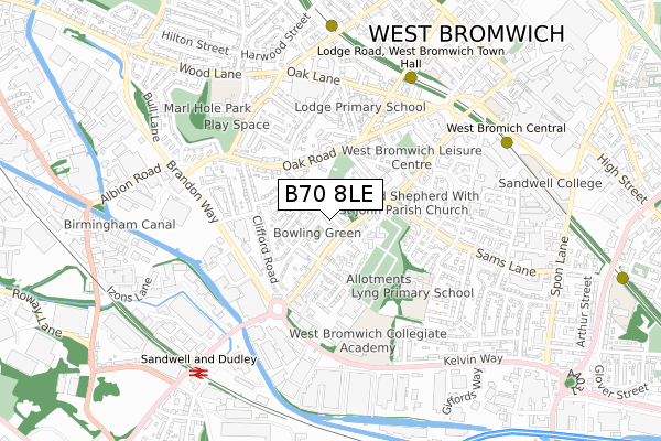 B70 8LE map - small scale - OS Open Zoomstack (Ordnance Survey)