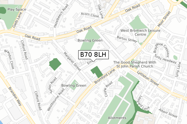 B70 8LH map - large scale - OS Open Zoomstack (Ordnance Survey)