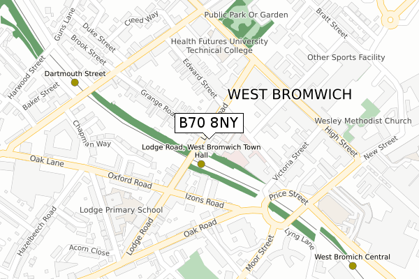 B70 8NY map - large scale - OS Open Zoomstack (Ordnance Survey)