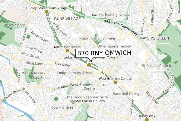 B70 8NY map - small scale - OS Open Zoomstack (Ordnance Survey)