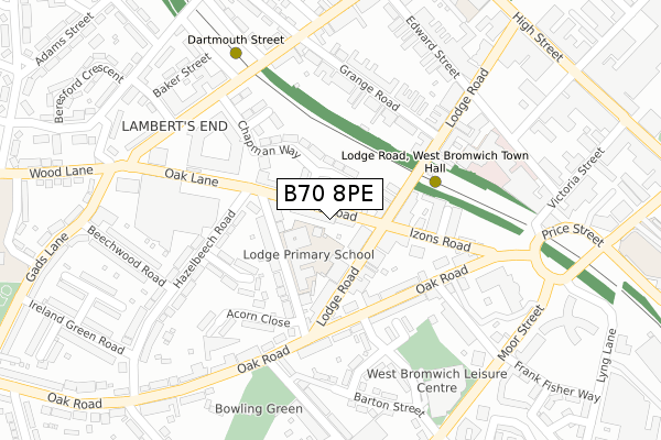 B70 8PE map - large scale - OS Open Zoomstack (Ordnance Survey)