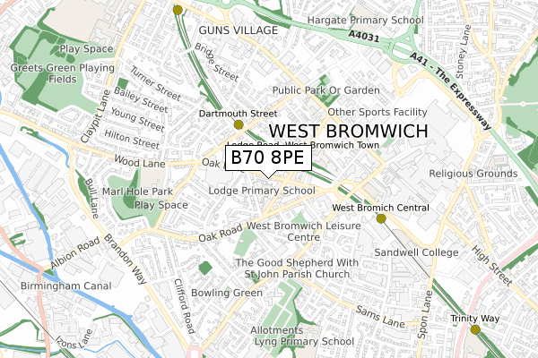 B70 8PE map - small scale - OS Open Zoomstack (Ordnance Survey)