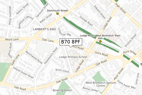 B70 8PF map - large scale - OS Open Zoomstack (Ordnance Survey)