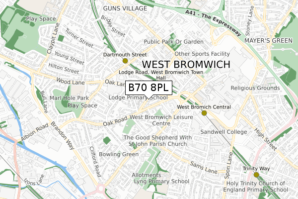 B70 8PL map - small scale - OS Open Zoomstack (Ordnance Survey)