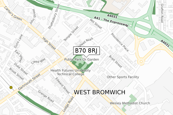 B70 8RJ map - large scale - OS Open Zoomstack (Ordnance Survey)