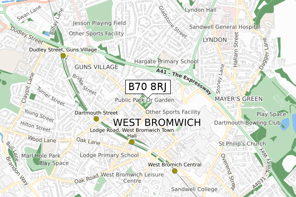 B70 8RJ map - small scale - OS Open Zoomstack (Ordnance Survey)