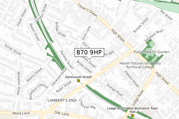 B70 9HP map - large scale - OS Open Zoomstack (Ordnance Survey)