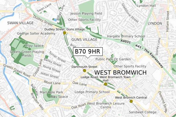 B70 9HR map - small scale - OS Open Zoomstack (Ordnance Survey)