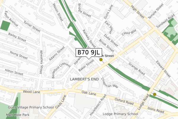 B70 9JL map - large scale - OS Open Zoomstack (Ordnance Survey)