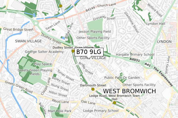 B70 9LG map - small scale - OS Open Zoomstack (Ordnance Survey)