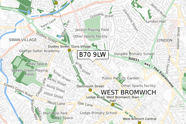 B70 9LW map - small scale - OS Open Zoomstack (Ordnance Survey)