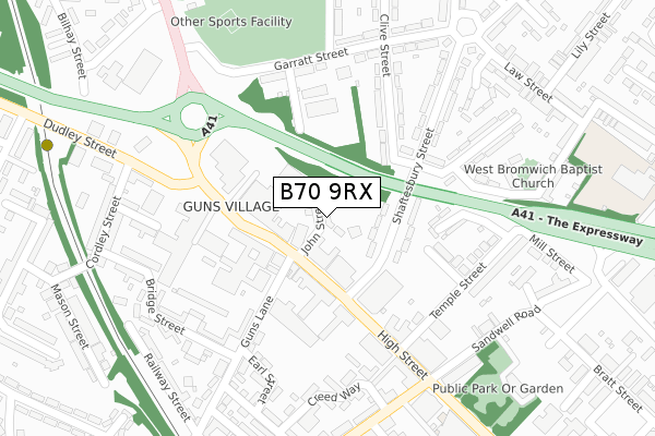 B70 9RX map - large scale - OS Open Zoomstack (Ordnance Survey)