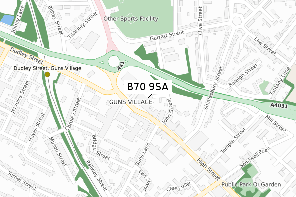 B70 9SA map - large scale - OS Open Zoomstack (Ordnance Survey)