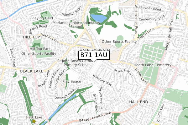 B71 1AU map - small scale - OS Open Zoomstack (Ordnance Survey)