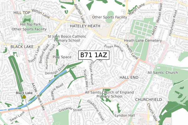 B71 1AZ map - small scale - OS Open Zoomstack (Ordnance Survey)