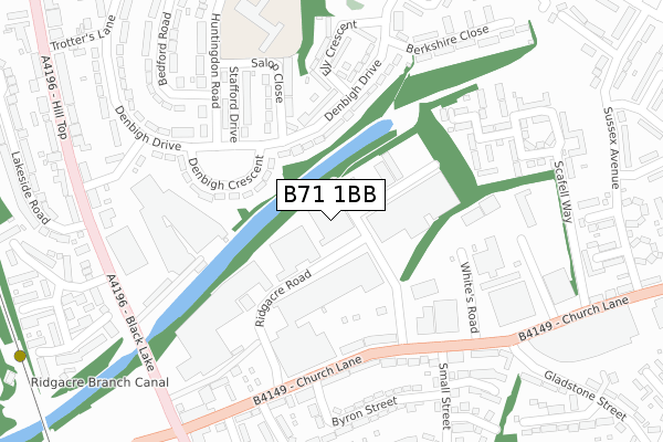 B71 1BB map - large scale - OS Open Zoomstack (Ordnance Survey)