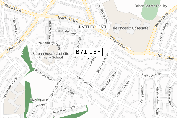 B71 1BF map - large scale - OS Open Zoomstack (Ordnance Survey)