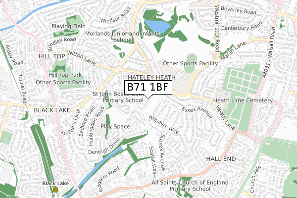 B71 1BF map - small scale - OS Open Zoomstack (Ordnance Survey)