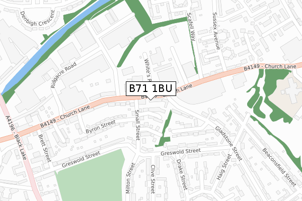 B71 1BU map - large scale - OS Open Zoomstack (Ordnance Survey)