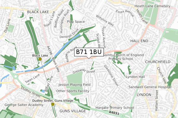 B71 1BU map - small scale - OS Open Zoomstack (Ordnance Survey)