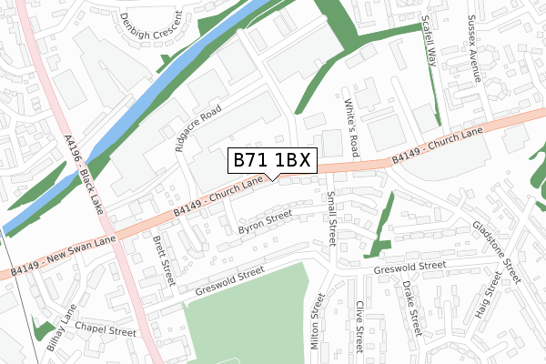 B71 1BX map - large scale - OS Open Zoomstack (Ordnance Survey)