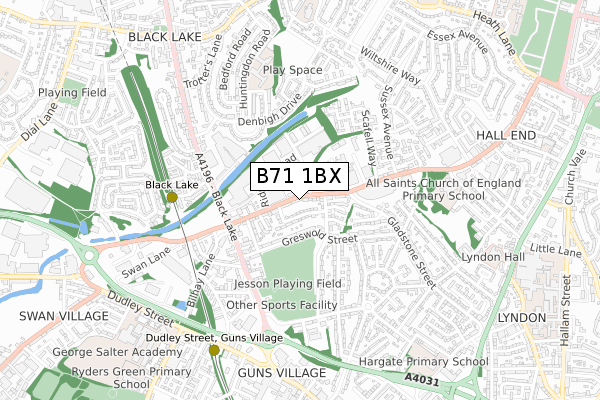 B71 1BX map - small scale - OS Open Zoomstack (Ordnance Survey)