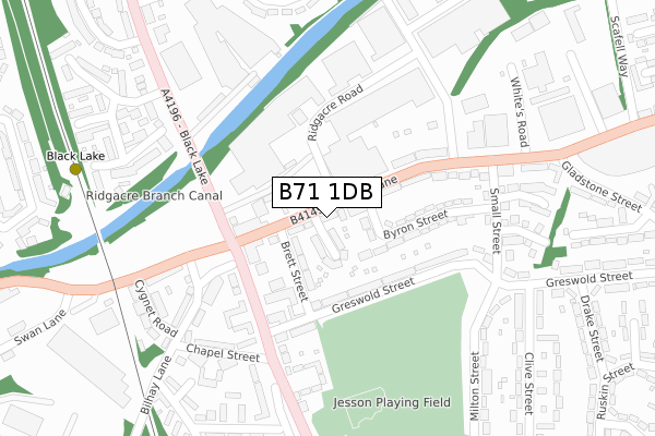 B71 1DB map - large scale - OS Open Zoomstack (Ordnance Survey)