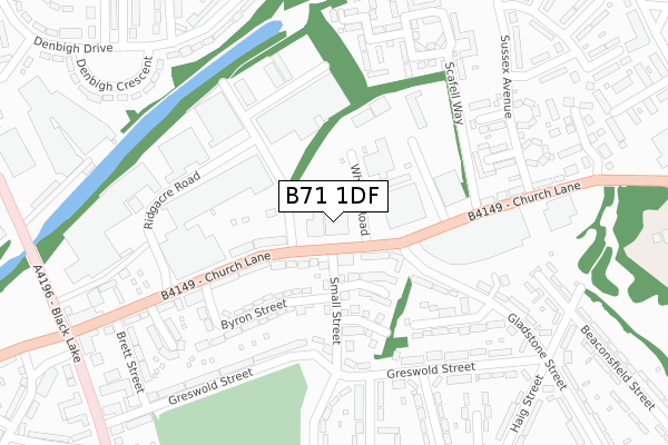 B71 1DF map - large scale - OS Open Zoomstack (Ordnance Survey)