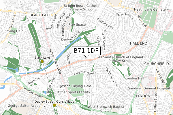 B71 1DF map - small scale - OS Open Zoomstack (Ordnance Survey)