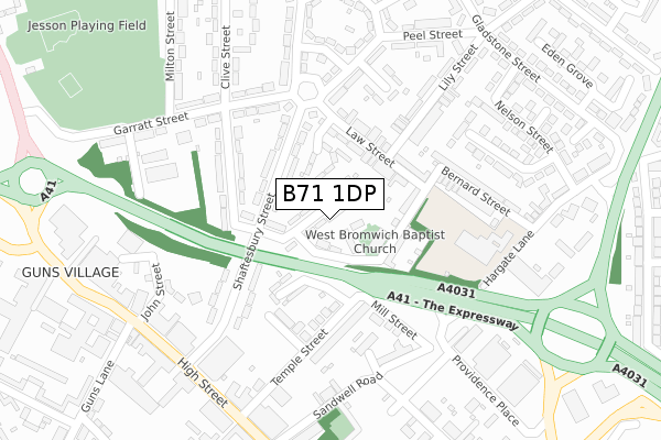 B71 1DP map - large scale - OS Open Zoomstack (Ordnance Survey)