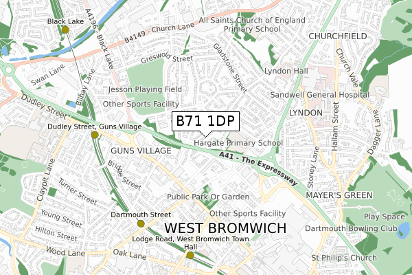 B71 1DP map - small scale - OS Open Zoomstack (Ordnance Survey)