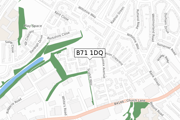 B71 1DQ map - large scale - OS Open Zoomstack (Ordnance Survey)