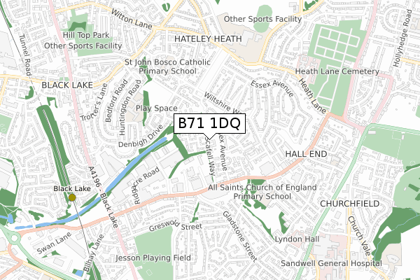 B71 1DQ map - small scale - OS Open Zoomstack (Ordnance Survey)