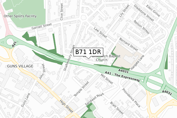 B71 1DR map - large scale - OS Open Zoomstack (Ordnance Survey)